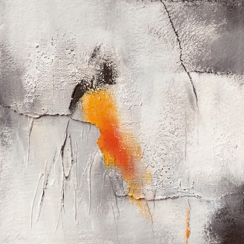 Rita Marks, Abstrakt I (Abstrakte Malerei, Farbflächen, Struktur, modern, zeitgenössisch, Wohnzimmer, Treppenhaus, Büro, Business, Wunschgröße, grau/gelb)