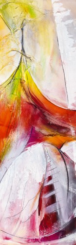 Rita Marks, Die Spannung wchst (Abstrakte Malerei, figurativ, antropomorph,  modern, zeitgenössisch, Wohnzimmer, Treppenhaus, bunt, Wunschgröße)