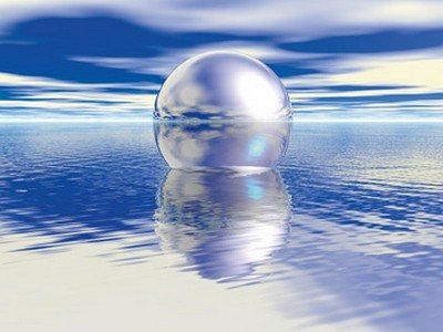 Richard Lower, Sphere of tranquility (Abstrakt, Kugel, Meer, Wolken, Reflexionen, Himmel, sphärisch, surreal,  modern, Fotokunst, Wohnzimmer, Büro, Business, Wunschgröße, bunt)