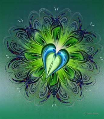 Rosemarie Nikolai-Trischka, Loslassen (Licht, göttliches Licht, Bewegung, Harmonie, floral, Muster, Meditation, innere Mitte, Seelenfrieden, Wellness, Wohlbefinden, Vision, Inspiration, spirituell, religiös, Schlafzimmer, Wohnzimmer, Treppenhaus, Wunschgröße, blau/grün)