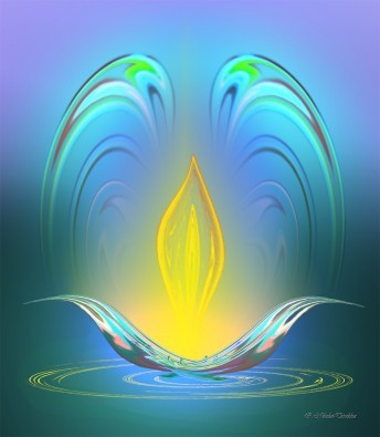 Rosemarie Nikolai-Trischka, Christusquelle (Licht, göttliches Licht, Quelle, Brunnen, Meditation, innere Mitte, Seelenfrieden, Wellness, Wohlbefinden, spirituell, Inspiration, Vision, religiös, spirituell, Schlafzimmer, Wohnzimmer, Treppenhaus, Wunschgröße, bunt)