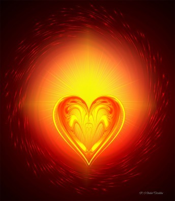 Rosemarie Nikolai-Trischka, Berührung der Seele (Herz, Energie, Lichtstrahlen, Meditation, innere Mitte, Seelenfrieden, Wellness, Wohlbefinden, Vision, Inspiration, spirituell, religiös, Schlafzimmer, Wohnzimmer, Treppenhaus, Wunschgröße, rot/gelb)