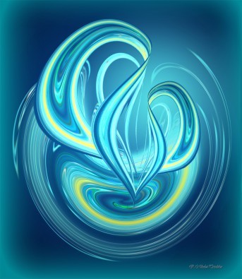 Rosemarie Nikolai-Trischka, Gottes Segen für bestes Gelingen (Licht, göttliches Licht, Bewegung, Harmonie, Meditation, innere Mitte, Seelenfrieden, Wellness, Wohlbefinden, Vision, Inspiration, spirituell, religiös, Schlafzimmer, Wohnzimmer, Treppenhaus, Wunschgröße, hellblau/gelb)