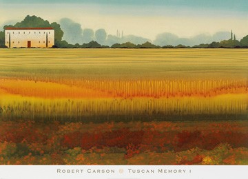 Robert Carson, Tuscan Memory I (Landschaften,Bistro,Flur,Soziale Einrichtungen,Treppenhaus,hellblau,beige,braun,rot)