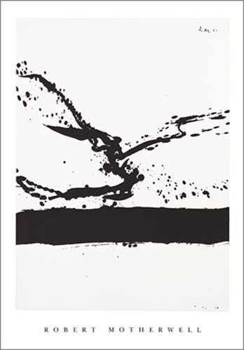 Robert MOTHERWELL, Beside the sea N 24, 1962 (Abstrakt, Abtrakte Malerei, Pinselauftrag, Duktus, Kleckse, Dynamik, Moderne, abstakter Surrealismus, Wohnzimmer, Büro, schwarz/weiß)