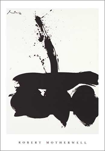 Robert MOTHERWELL, Samura, N.1, 1974 (Abstrakt, Abtrakte Malerei, Pinselauftrag, Duktus, Kleckse, Dynamik, Moderne, abstakter Surrealismus, Wohnzimmer, Büro, schwarz/weiß)