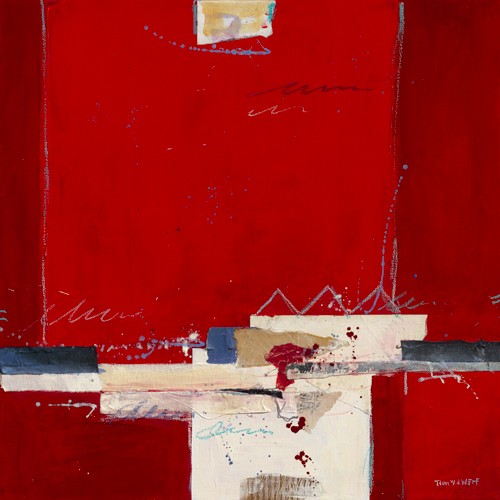 Ron van der Werf, Red III (Abstrakt, Abstrakte Malerei, Farbfelder, geometrische Muster, Wohnzimmer, Büro, moderne, Wunschgröße, rot/weiß)