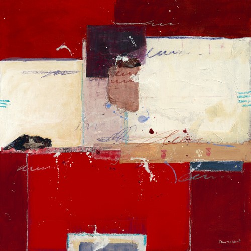 Ron van der Werf, Red IV (Abstrakt, Abstrakte Malerei, Farbfelder, geometrische Muster, Wohnzimmer, Büro, moderne, Wunschgröße, rot/weiß)