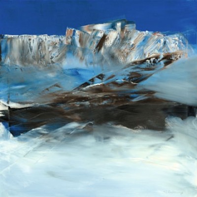 Conny Roßkamp, Eislandschaft I (Natur, Landschaften, Winter, Schnee, Landschaftsmalerei, Eis, Kälte, Berge, Gebirge, diffus, abstrahiert,  Modern, Wohnzimmer, Büro,)