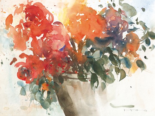 ROMO-Rolf Morschhäuser, Blütenpracht (Blumen, Blumenstrauß, Blüten, Bouquet, Aquarell, Wohnzimmer, Wintergarten, Treppenhaus, Wunschgröße, bunt)