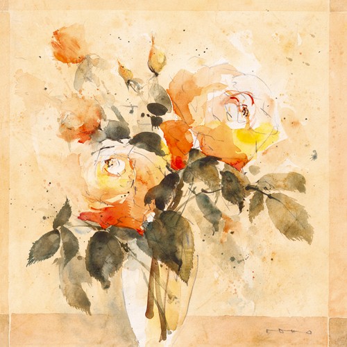 ROMO-Rolf Morschhäuser, Roses IV (Blumen, Rosen, Blumenstrauß, Blüten, Bouquet, Aquarell, Wohnzimmer, Wintergarten, Treppenhaus, Wunschgröße, bunt)