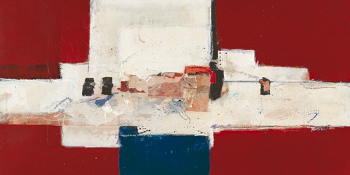 Ron van der Werf, Abstrakt III (Abstrakt, Abstrakte Malerei, Farbfelder, geometrische Muster, Häuser,Stadt, Suggestion, Wohnzimmer, Büro, moderne, Wunschgröße, bunt)