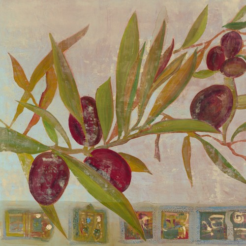 Rose Richter-Armgart, Olive II (Olivenzweig, Oliven, Früchte, dekorativ, Pflanze, modern, Wohnzimmer, Esszimmer,  bunt Wunschgröße)