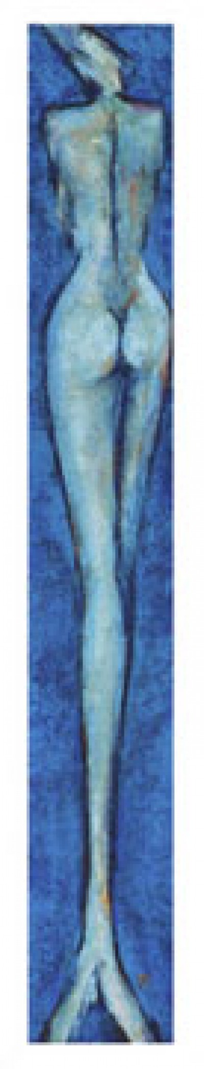 Franz Ruzicka, Medusa (Akt, Gorgone, Ungeheuer, nackt, Rückenakt, schlank, Figurativ, Mythologie, Modern, People & Eros, dekorativ, Malerei, Treppenhaus, Schlafzimmer, blau)