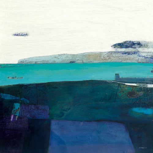 Russell Frampton, Coastline at Killouan (Abstrakt, Abstrakte Malerei, Küste, Meer, Landschaft, Business, Büro, Wohnzimmer, Wunschgröße, blau/grün)