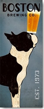 Ryan Fowler, Boston Terrier Brewing  Co Panel (Wunschgröße, Plakatkunst, Retro, Nostalgie, Hund, Terrier,  Bier, Bierglas, Balance, Nasenspitze, Bistro,  Gastronomie, Brauerei, Küche, Esszimmer, bunt)