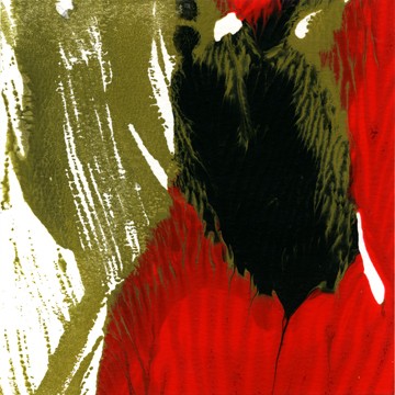Sabine Kremer, Rosso Nero I (Wunschgröße, Abstrakt, Farbverläufe, Kontrast, Modern,  Büro, Wohnzimmer, rot/schwarz/ gold)