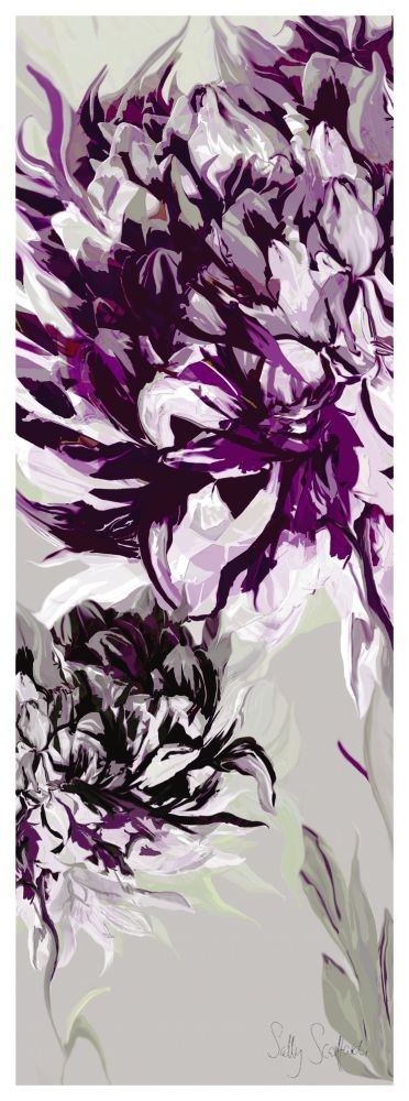 Sally Scaffardi, Purple Allure I (Blumen, Floral, Blüten, purpurne Velockung, Wohnzimmer, Schlafzimmer, Malerei, bunt)
