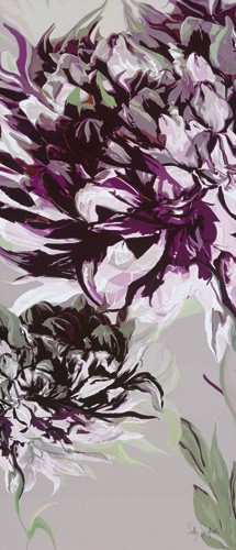 Sally Scaffardi, Purple Allure I (Blumen, Floral, Blüten, purpurne Velockung, Wohnzimmer, Schlafzimmer, Malerei, Wunschgröße, bunt)