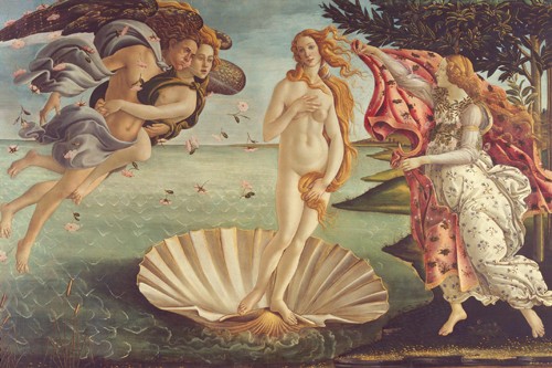 Sandro Botticelli, Geburt der Venus (Geburt der Venus, Göttin, Schönheit, Akt, Simonetta Vespucci, Westwind, Jakobsmuschel, Renaissance, Klassiker, Schlafzimmer, Wohnzimmer, Wunschgröße, bunt)