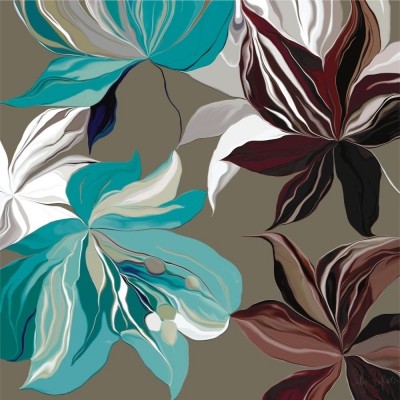 Sally Scaffardi, ALSTROEMERIA II (Blumen, Inkalilien, Floral, Blüten, Blütenblätter, Malerei, Treppenhaus, Wohnzimmer, Esszimmer, bunt)