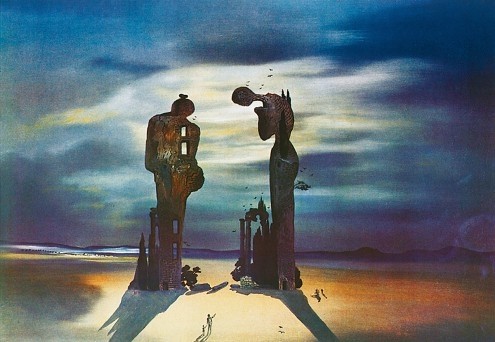 Salvador Dali, Reminiscence archeologique (Malerei, Surrealismus, Skulpturen, Giganten, Klassische Moderne, Fantasie, Wohnzimmer, Treppenhaus,  bunt)