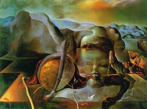Salvador Dali, L'enigme sans fin, 1938 (Malerei, Surrealismus, Maschine, Klassische Moderne, Fantasie, Wohnzimmer, Treppenhaus,  bunt)