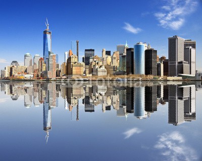 Acrylglasbild SeanPavonePhoto, Lower Manhattan (new york city, new york city, manhattan, skyline, stadtlandschaft, stadt, downtown, orientierungspunkt, anblick, szene, urbano, usa, financial district, bellen, insel, world trade center, fluß, besinnung, lower manhatta)