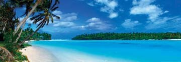 Shutterstock, Panoramic Lagoon (Strand, Insel, Sand, Traumstrand, Palmen, Urlaub, Südsee, Fotografie, Meer, Badezimmer, Treppenhaus)