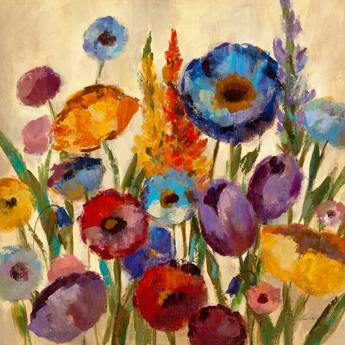 Silvia Vassileva, Garden Hues II (Wohnzimmer,Soziale Einrichtungen,Flur,Treppenhaus,Blumen,bunt,Blüten)