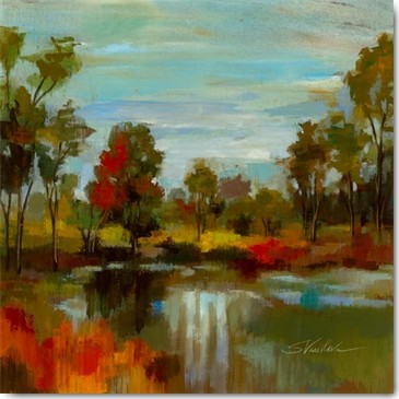 Silvia Vassileva, Hidden Pond Hues I (Landschaften, Natur, Modern, Wunschgröße, Wohnzimmer, Soziale Einrichtung, Flur, Bäume)