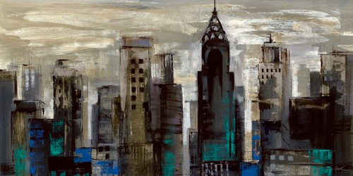 Silvia Vassileva, New York Moment (Städte, Skyline, modern, blau, grau, USA, Wohnzimmer, Büro)