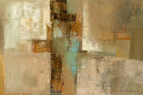 Silvia Vassileva, Peninsula (modern, abstrakt, Wohnzimmer, Büro, beige, blau)