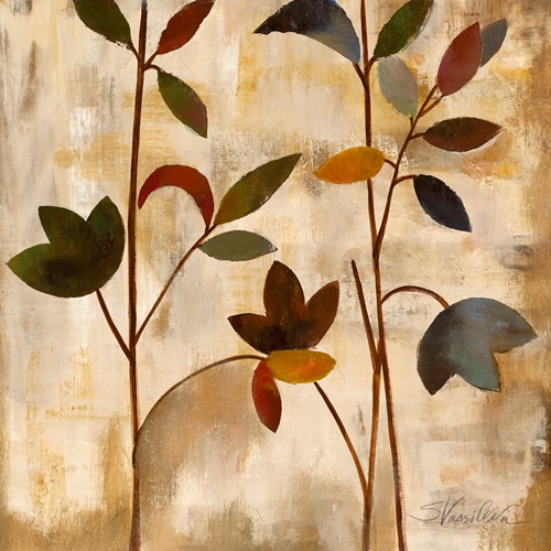 Silvia Vassileva, Branches at Sunrise II (Muster, Flur,  beige, bunt, floral, Gräser,)
