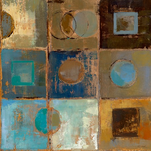 Silvia Vassileva, Pass Way III (Kreise, modern blau, Mosaik, Büro, Wohnzimmer, Jugendzimmer)