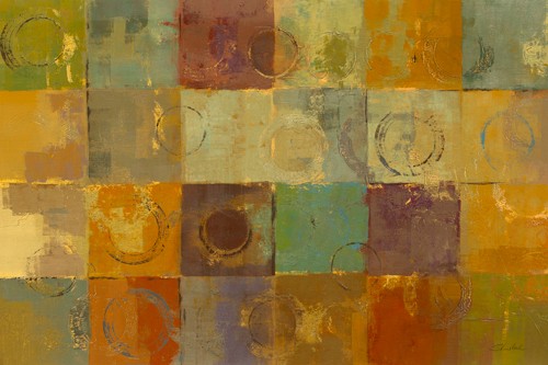 Silvia Vassileva, Sidewalk (modern, abstrakt, Wohnzimmer, Quadrate, orange, gelb)