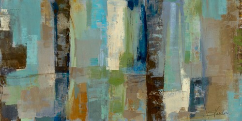 Silvia Vassileva, Skylights - 48x24 (modern, abstrakt, Wohnzimmer, Büro, blau, braun)