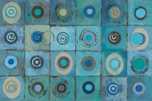 Silvia Vassileva, Underwater Mosaic (Kreise, modern blau, Mosaik, Büro, Wohnzimmer, Jugendzimmer)