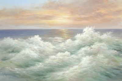 B. Smith, INCOMING TIDE I (Meer, Wellen, Flut, Meeresbrise, Sonnenuntergang, Horizont, Malerei, Wohnzimmer, Badezimmer, Treppenhaus, bunt)