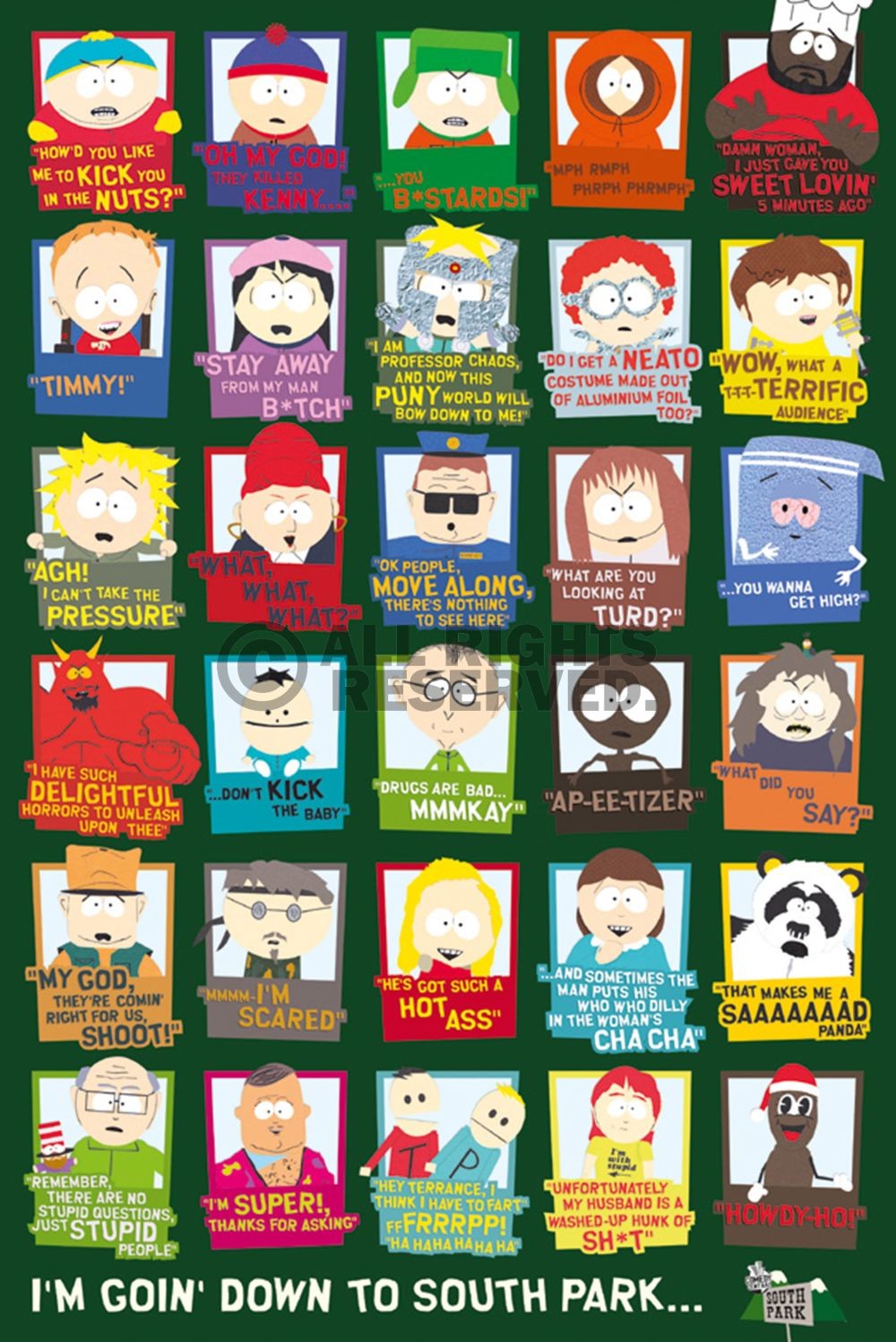 Unbekannt, South Park - quotes (Zeichentrick, Serie, Animation, Plakat, Gesellschaftskritik, Grafik, Wohnzimmer, Jugendzimmer, bunt)