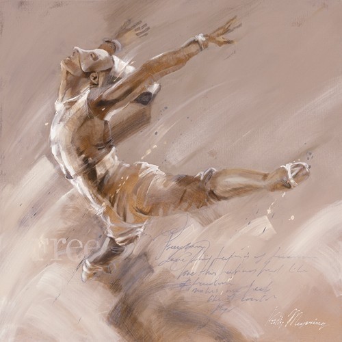 Leinwandbild, Kitty Meijering, Free (Wunschgröße, Malerei,  Modern, Ballett, Sport, Tanz, Freiheit, Ausdruckstanz, Tänzerin, Maske, Jugendzimmer, Ballettschule,  Wohnzimmer, Tanzschule,  braun / beige)