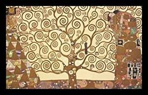 Gerahmtes Bild Holz schwarz, Plexiglas normal Gustav Klimt - Der Lebensbaum (Klassische Moderne,dekorativ, Jugendstil, Eros&People, Frau, Mann, Umarmung, Erwartung, Baum des Lebens, Ornamente, geometrische Formen, bunt, Wohnzimmer, Treppenhaus, Schlafzimmer, Malerei)