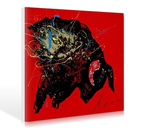 Leinwandbild, Leon Bosboom, Toro Furia (Stier, wütender Stier, Energie, Kraft, figurativ,  zeitgenössische Malerei, modern, Wohnzimmer, Jugendzimmer, Wunschgröße,  rot / schwarz)
