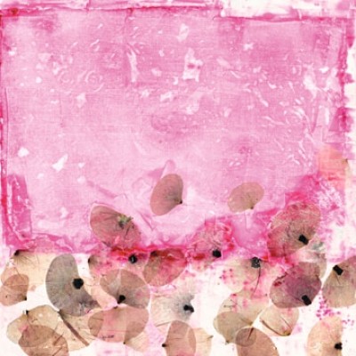 Katja Spilker, Blütezeit (Blätter, tanzende Blätter, filigran, zart, transparent, abstrakte Malerei, Wohnzimmer, Treppenhaus, pastell/pink)