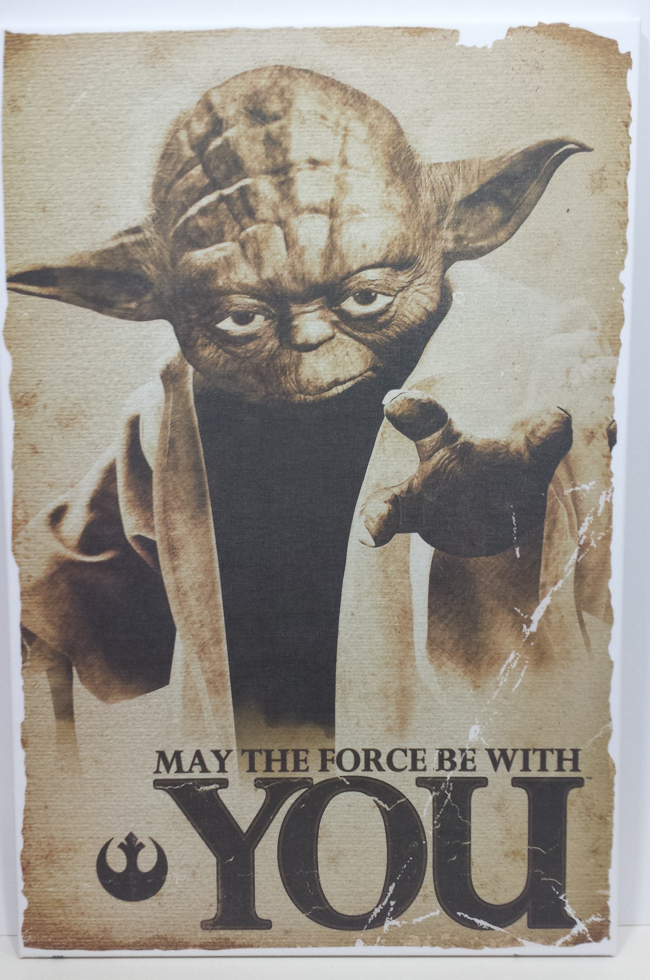 Leinwandbild, Unbekannt, Star Wars - yoda may the force (Star Wars, Master Yoda, Möge die Macht mit dir sein, Helden, Bösewichte, Kämpfer, Kino, Entertainment, Film, Jugendzimmer, Plakat, bunt)
