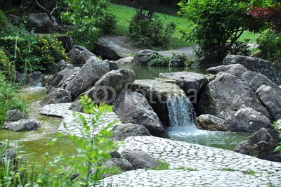 Stefan Körber, Wasserfall (steine, Wasserfall, wasser, landschaft, natur, bach, fluÃŸ, fluÃŸ, nass, feucht, umwelt, grÃ¼n, grau, wald, felsen, erholung, entspannung, garten, garten-ringelblume, see, japan, panorama, stille, ruhe, pflanze, flÃ¼ssig, wellness, meditatio)