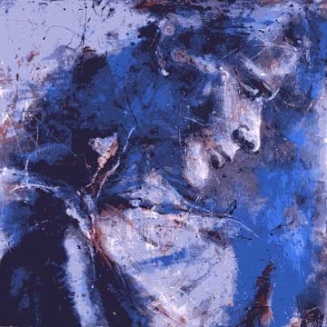Stefan Miteff, Emotion (Wunschgröße, Modern, Malerei, Figurativ, Mann, Oberkörper, Homosexualität, Wohnzimmer, Schlafzimmer, blau)