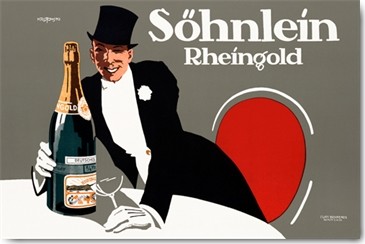 Stephan Krotowski, Söhnlein (Wunschgröße, Werbung, Plakatkunst, Sekt, Vintage, Retro, Nostalgie, Mann, Eleganz, Zylinder, Bar, Bistro, Gastronomie, bunt)