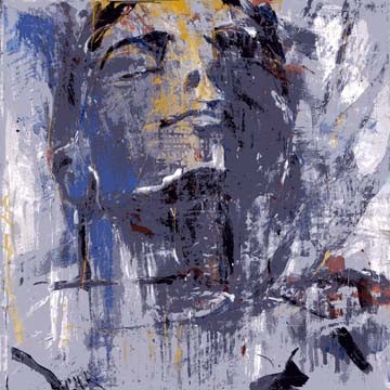 Stefan Miteff, Erfüllung (Wunschgröße, Modern, Malerei, Figurativ, Mann, Oberkörper, Homosexualität, Wohnzimmer, Schlafzimmer, blau)