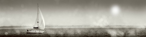 Sue Schlabach, Lake Sail (Meeresbrise, Landschaft, Meer, Landschaft, Wohnzimmer, schwarz/weiß, Fotografie, Fotokunst)